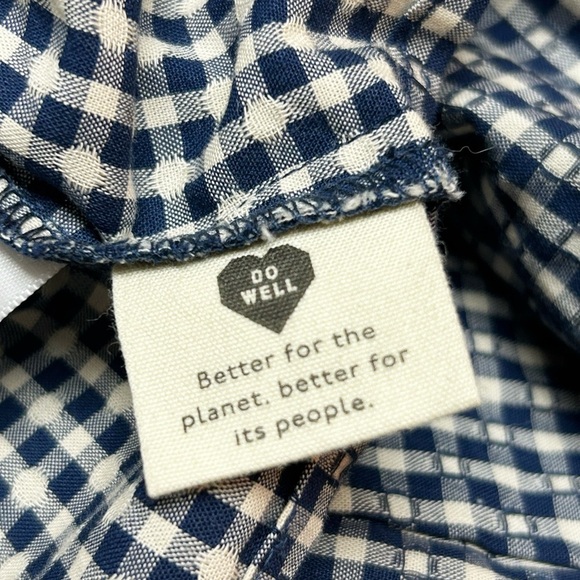 Madewell Textured Cotton Wrap Top Blue White Gingham - Size XXL - Picture 9 of 11